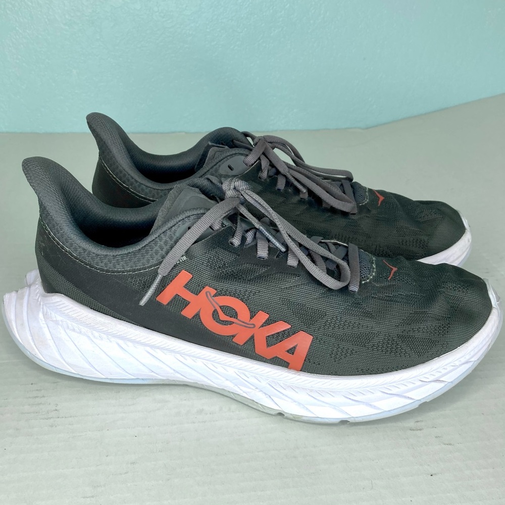 Hoka One One M Carbon X 2 Athletic Shoes Gray Red